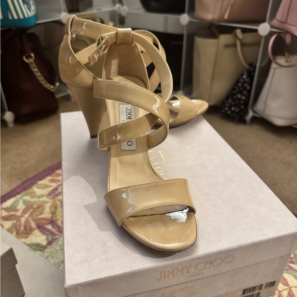 Jimmy Choo Nude Patent Wedge Sandals 🚨 OPEN TO OFFERS🚨
